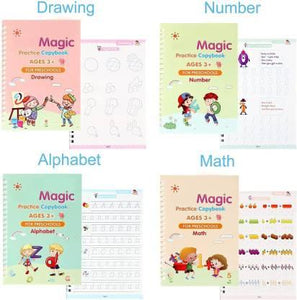 Magic Calligraphy Copybooks for Kids  (10 Refill 1 Pen 4 Book)
